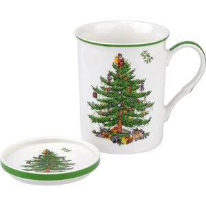 New in Box Spode Christmas Tree Holiday Mug and Coaster Set Gift